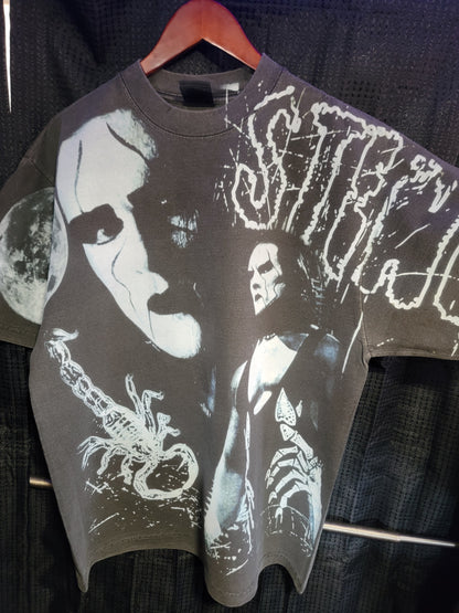 STING AOP ON SHAKA HEAVY GARMET DYED T, "wrestling "