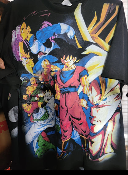 DRAGON BALL Z RETRO 90'S POSTER T BIG PRINT ON SHAKA HEAVY GARMET DYED T SHIRT