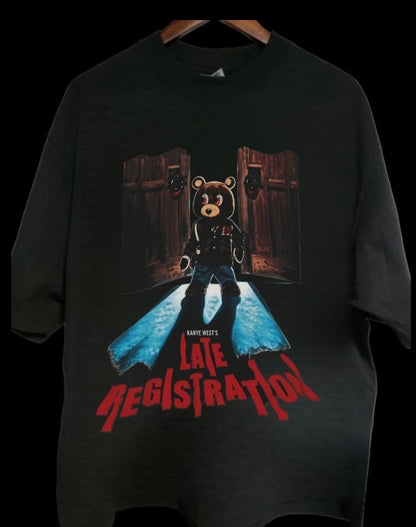 LATE REGESTRATION ON A Shaka Heavyweight T-Shirt Black Modern