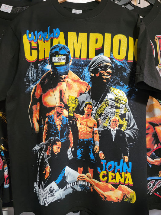 JOHN CENA TRAVIS SCOTT CHAMPION ON SHAKA HEAVYWEIGHT GARMET DYED T " WRESTLING