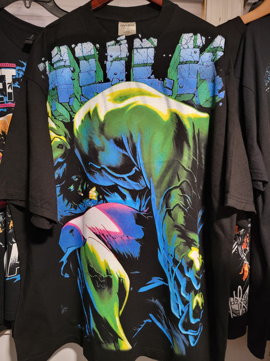 HULK BIG PRINT ON SHAKA HEAVY GARMET DYED T SHIRT BIG PRINT