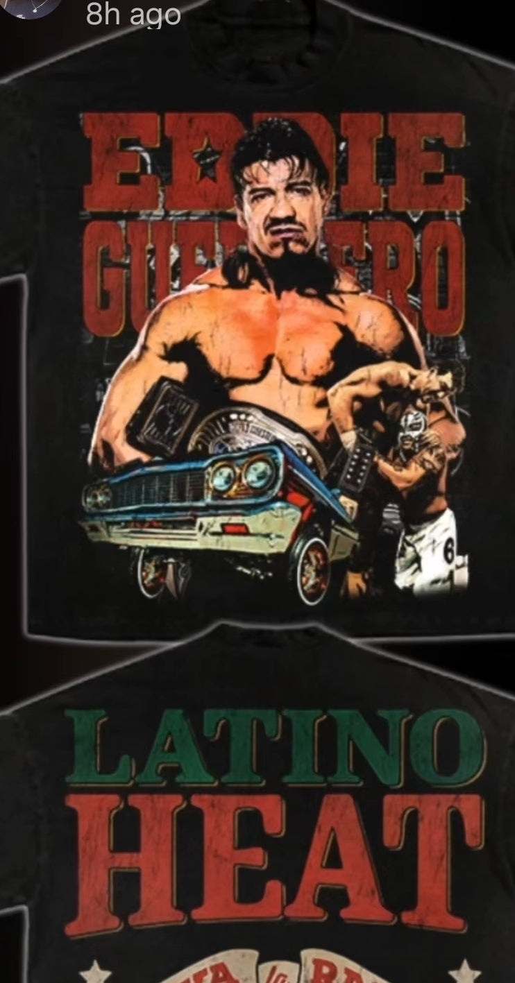 EDDIE GUERRERO ON SHAKA HEAVYWEIGHT GARMET DYED T SHIRT (Wrestling