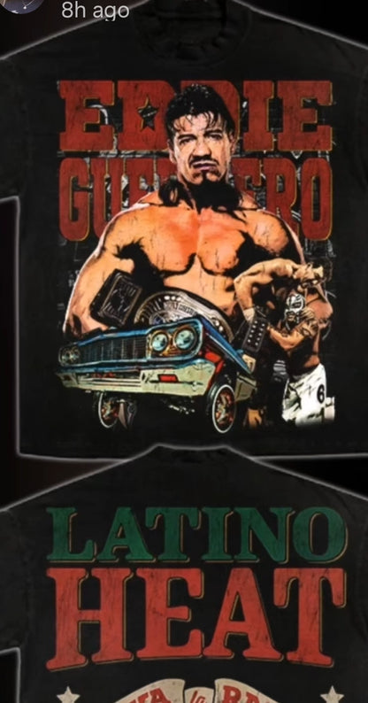 EDDIE GUERRERO ON SHAKA HEAVYWEIGHT GARMET DYED T SHIRT (Wrestling