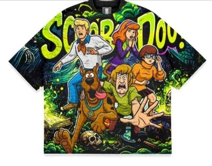Scooby Doo AOP (FRONT ONLY)ON SHAKA HEAVYWEIGHT GARMET DYED T SHIRT