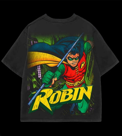 ROBIN FROM BATMAN ON SHAKA HEAVYWEIGHT GARMET DYED T SHIRT (Wrestling