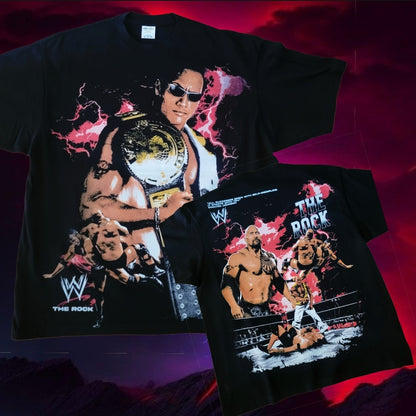 THE ROCK ON SHAKA HEAVYWEIGHT GARMET DYED T SHIRT "WRESTLING
