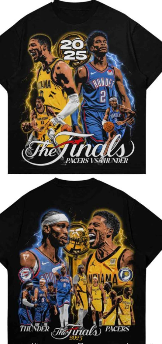2025 NBA Finals Pacers versus Thunder on Shaka heavyweight garment dyed t-shirt