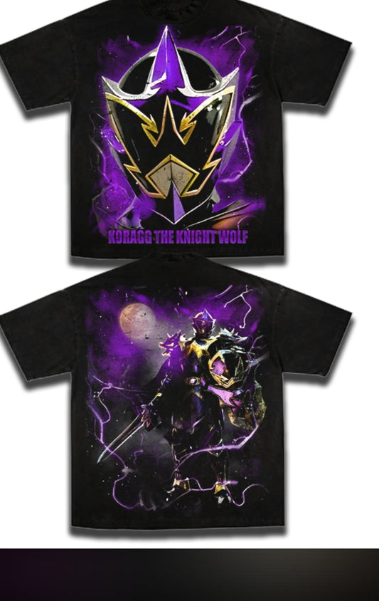 Koragg the Knight Wolf ON SHAKA HEAVYWEIGHT GARMET DYED T SHIRT ( POWER RANGERS