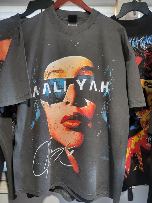 AALIYAH PRINCESS OF R&B ON SHAKA HEAVYWEIGHT GARMET DYED T SHIRT