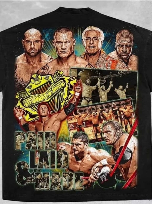 EVOLUTION PAID LAID & MADE ON SHAKA HEAVYWEIGHT GARMET DYED T SHIRT( WRESTLING