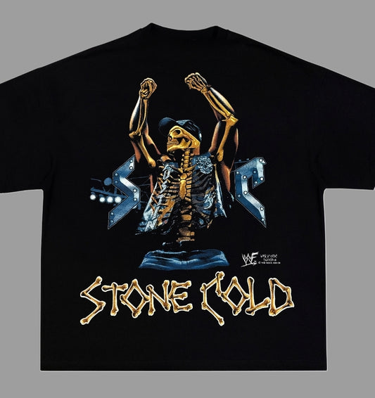 STONE COLD X-RAY SHIRT ON SHAKA HEAVYWEIGHT GARMET DYED T SHIRT WRESTLING