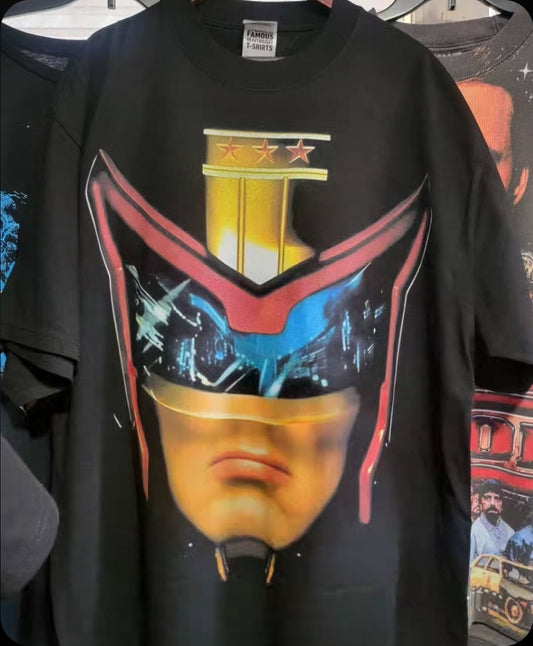 JUDGE DREDD ON SHAKA HEAVYWEIGHT GARMET DYED T SHIRT "movie