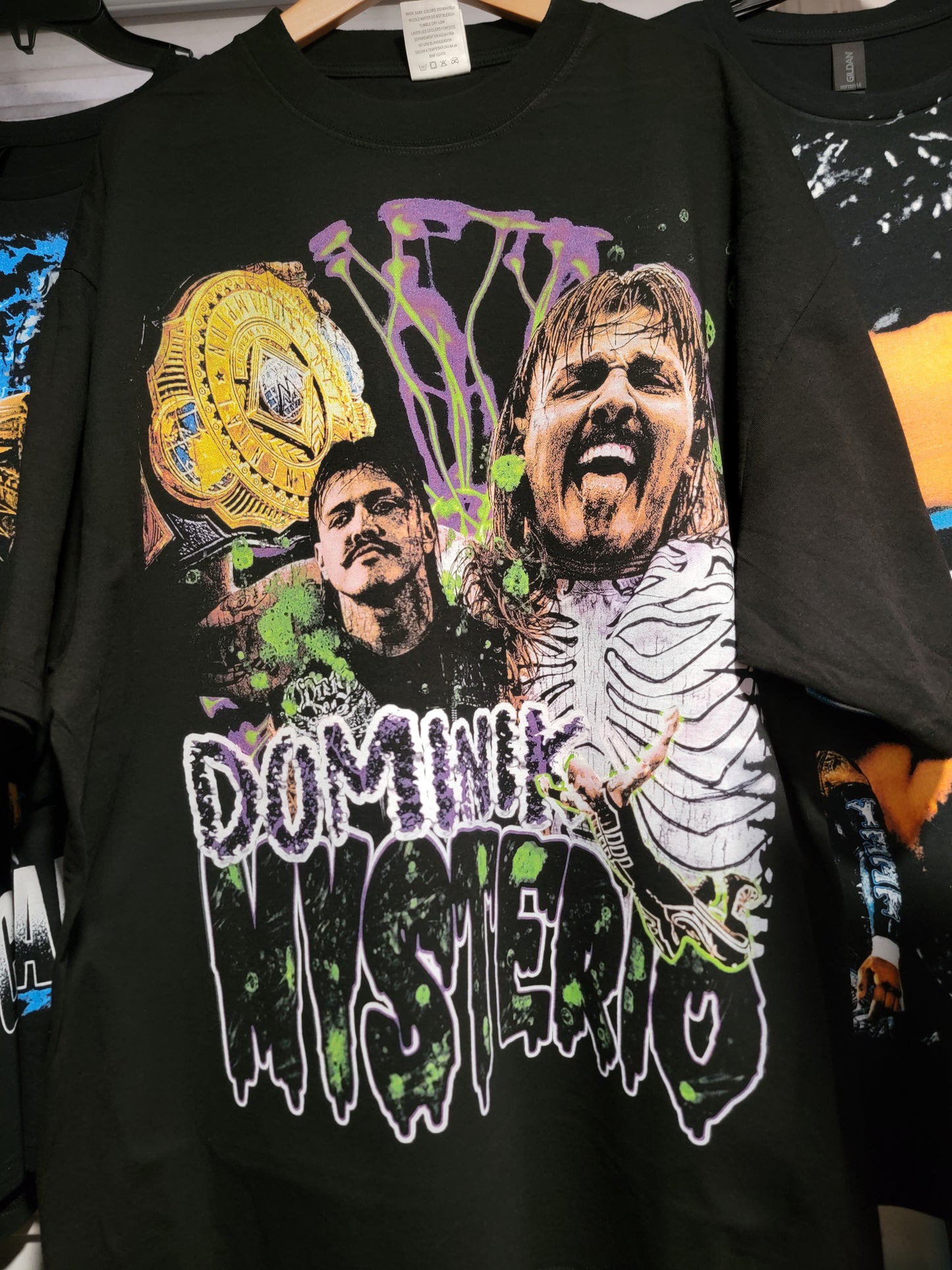 DOMINIK MYSTERIO ON SHAKA HEAVY GARMET DYED T SHIRT (Dirty Dom) WRESTLING