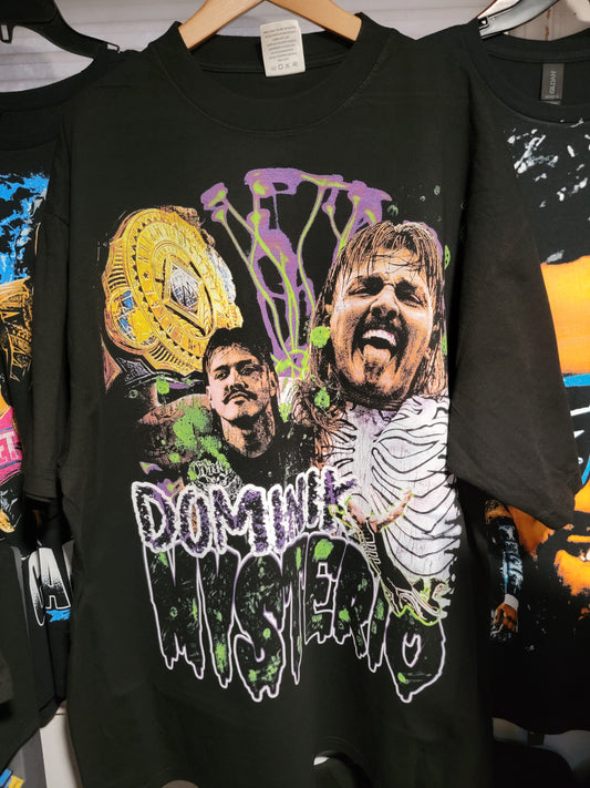 DOMINIK MYSTERIO ON SHAKA HEAVY GARMET DYED T SHIRT (Dirty Dom) WRESTLING