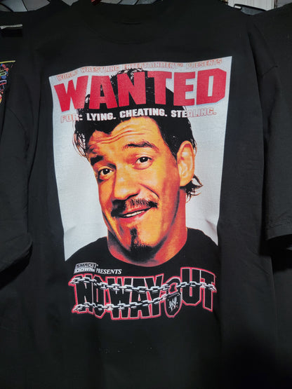 WANTED NO WAY OUT EDDIE GUERRERO ON SHAKA HEAVYWEIGHT GARMET DYED T SHIRT WRESTLING