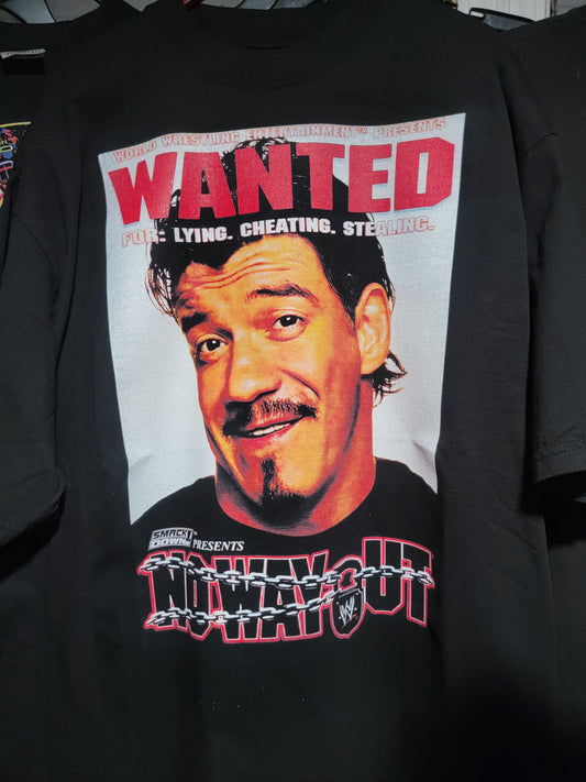 WANTED NO WAY OUT EDDIE GUERRERO ON SHAKA HEAVYWEIGHT GARMET DYED T SHIRT WRESTLING