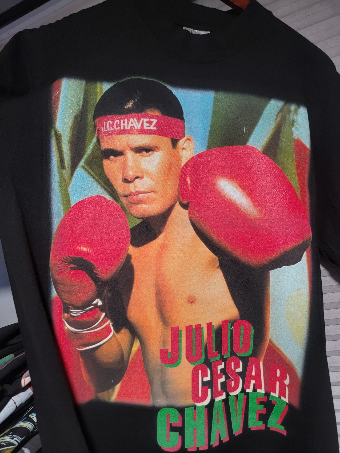 JULIO CESAR CHAVEZ VS. DELAHOYA ON SHAKA HEAVYWEIGHT GARMET DYED T SHIRT