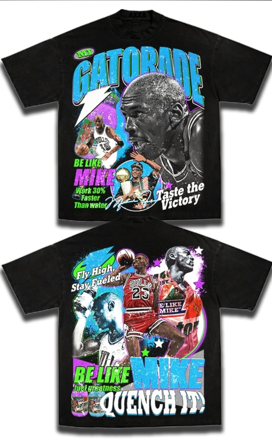 JORDAN GATORADE (FRONT& BACK  HIT) ON SHAKA HEAVYWEIGHT GARMET DYED T SHIRT