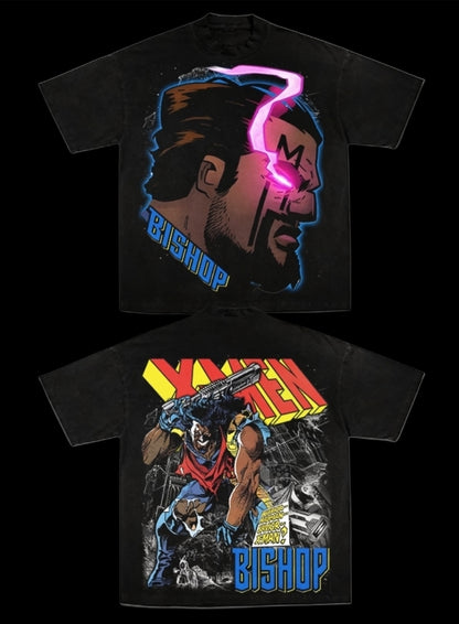 X MEN BISHOP ON SHAKA HEAVYWEIGHT GARMET DYED T SHIRT