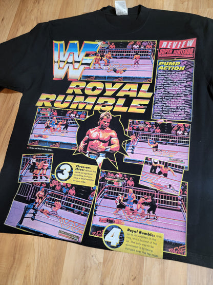 SUPER NINTENDO WWF ROYAL RUMBLE ON SHAKA HEAVYWEIGHT GARMET DYED T SHIRT " WRESTLING