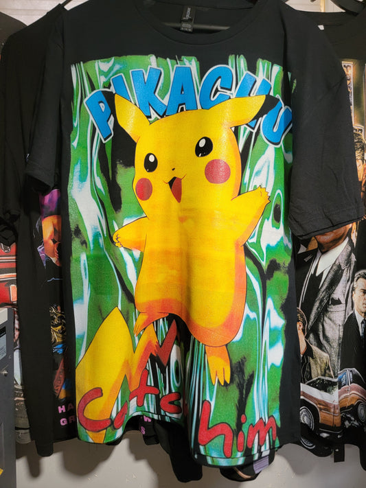PICACHU On HEAVYWEIGHT GARMET DYED T SHIRT (POKEMON)