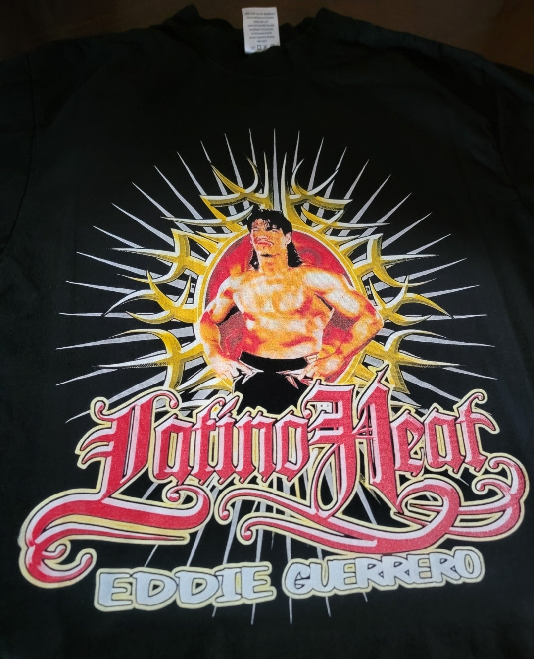 LATINO HEAT EDDIE GUERRERO  "MODERN" ON SHAKA HEAVYWEIGHT GARMET DYED T SHIRT "WRESTLING