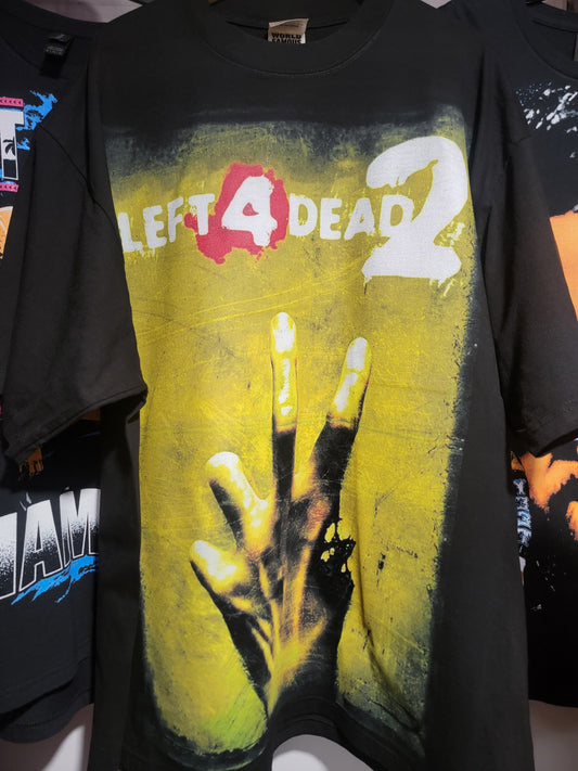 LEFT 4 DEAD 2 ON SHAKA HEAVYWEIGHT GARMET DYED T SHIRT