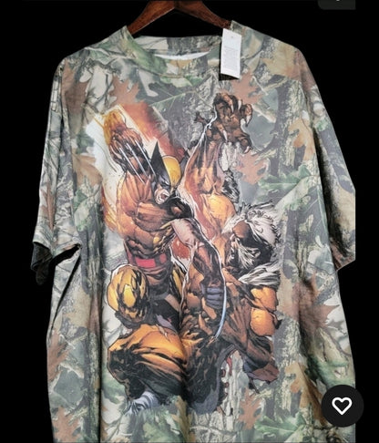Wolverine vs Sabretooth all over camo print t-shirt